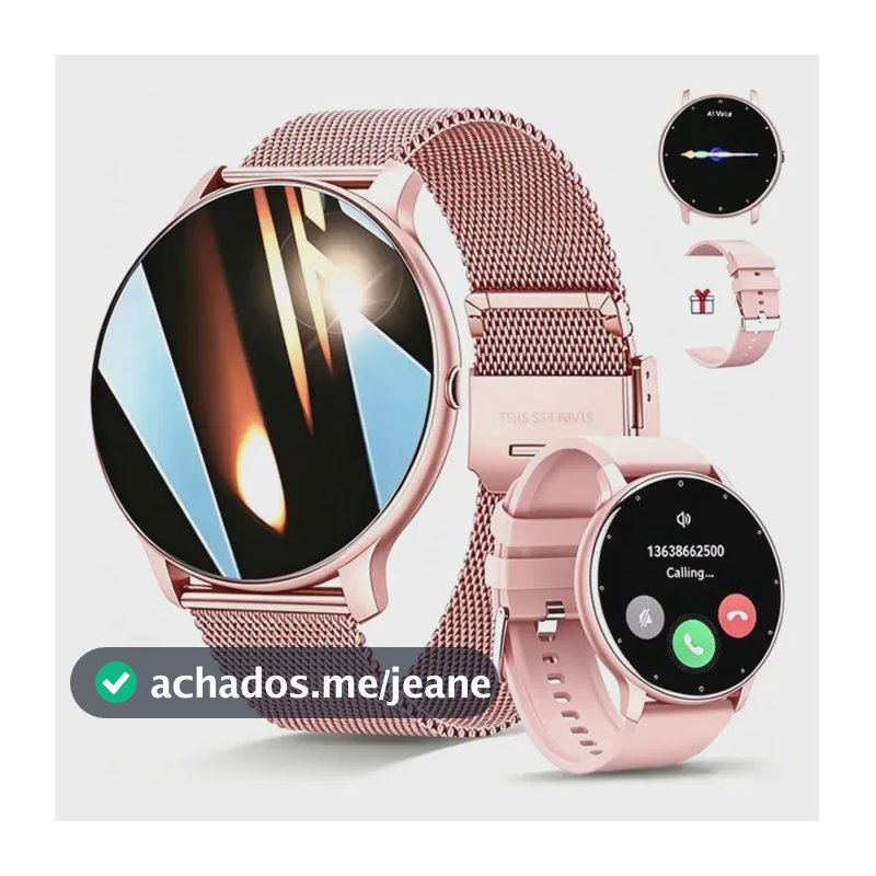 Mertto Zl02 Rosa 1,39 Pulseira Aço/silicone Mesh Smartwatch
