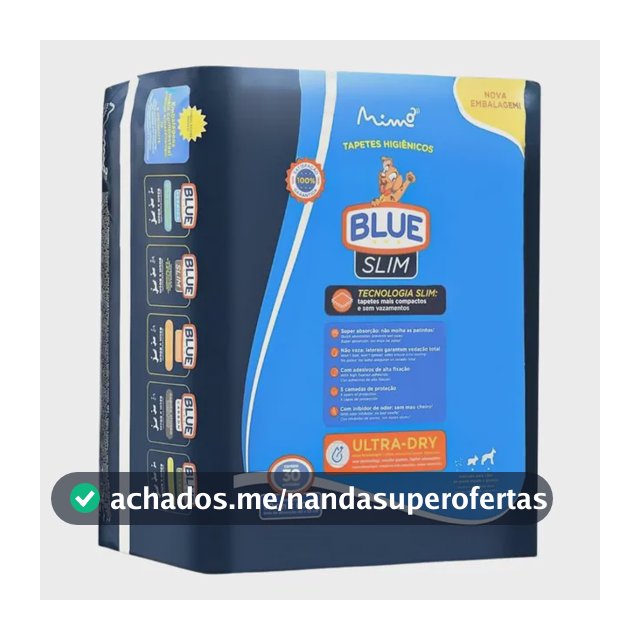Tapete Higiênico Ultra Absorvente Blue Slim 90x60cm 30 Un