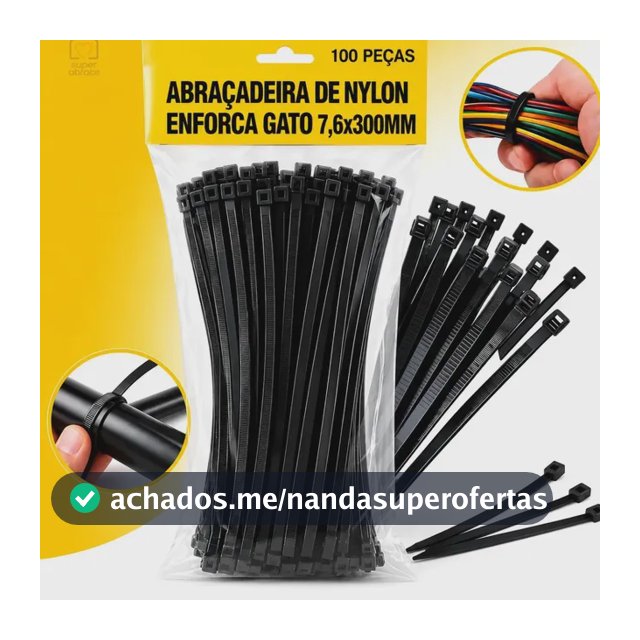 Abraçadeiras enforca gato Cinta Plástica Fita Enforca Gato Grande Presilha Lacre tamanho 30cm x 7.6mm por 100 unidades Preto
