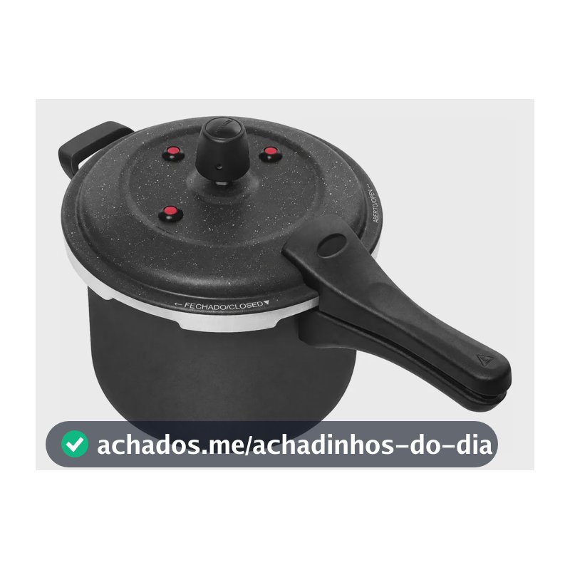 Panela de Pressão Patolux 5L Antiaderente Alumínio Preto Fecho Externo