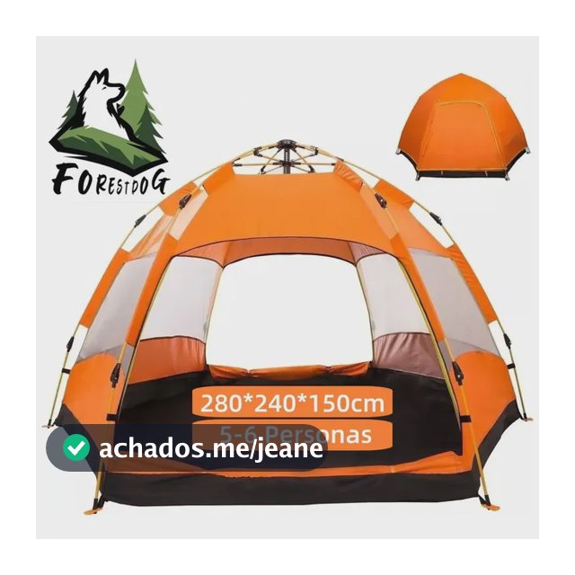 Barraca Camping Automática Iglu Forestdog 5/6 Pessoas Impermeável 2000mm, Ventilação Anti-inseto 280240150cm