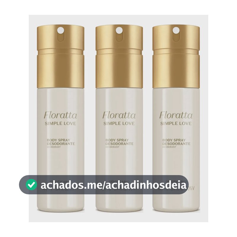 Combo Body Spray Floratta Simple Love 100ml Kit com 3 Unidades