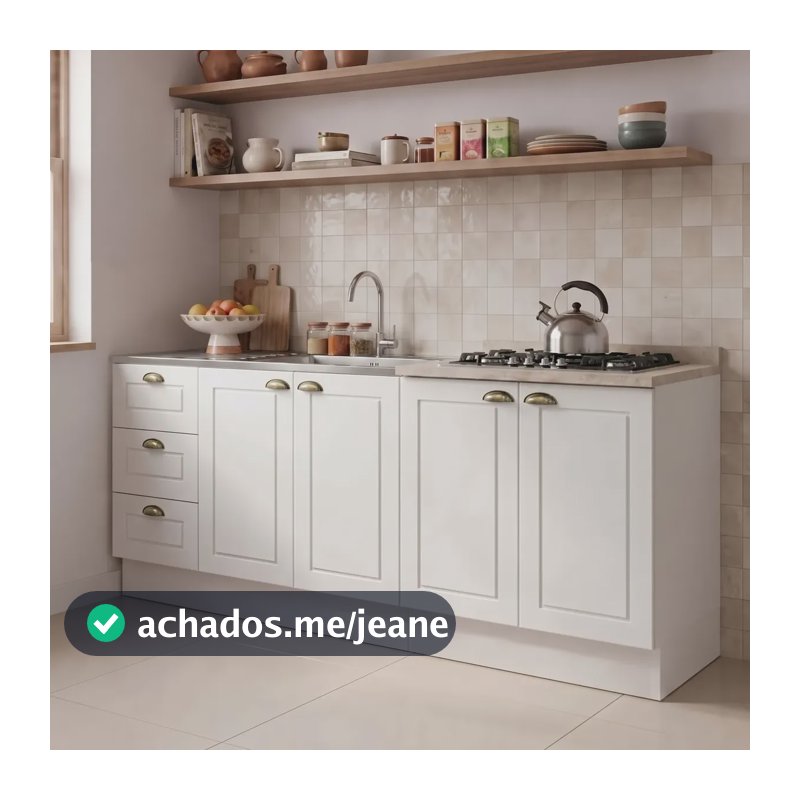 Cozinha Compacta 4 Portas 3 Gavetas Emily Wt Branco Hp/calcare
