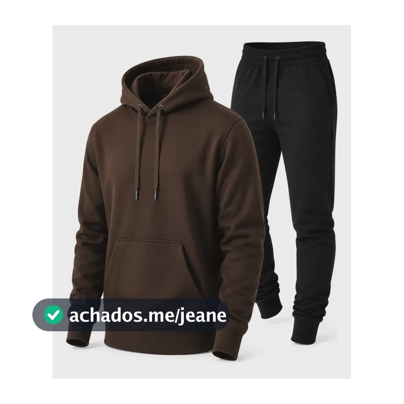 Conjunto Calça E Blusa De Moletom Liso Masculino Unissex P Marrom | Preto