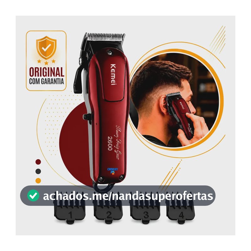 Maquina De Cortar Cabelo  Profissional Kemei  Km-2600 Bivolt Bordô 127/220v
