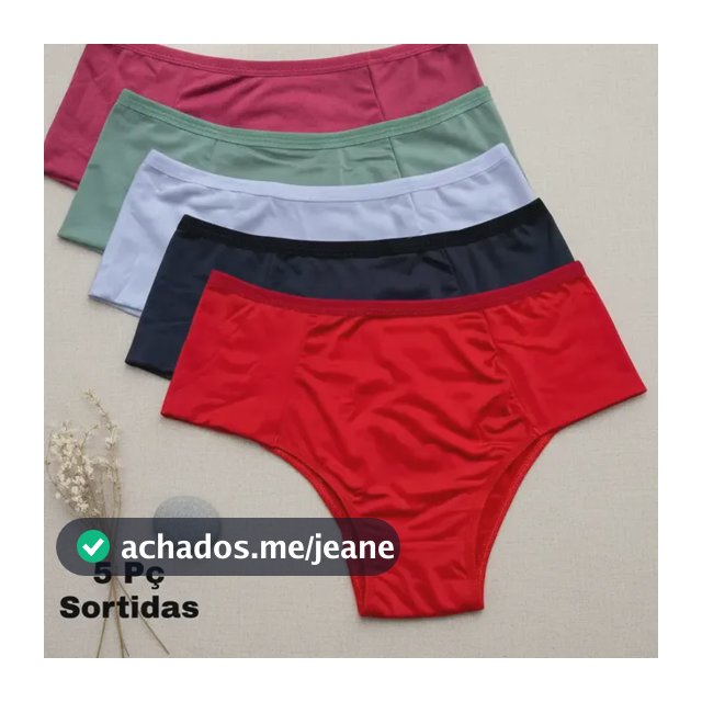 Kit 5 Calcinha Plus Size Cintura Alta Lateral Dupla E Larga