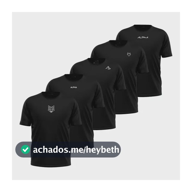Kit 5 Camisetas Dry All Black Alpha