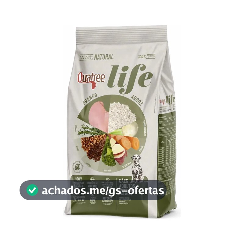 Alimento Quatree Life Premium Especial Quatree Life Cães Raças Médias e Grandes Para Cão Adulto