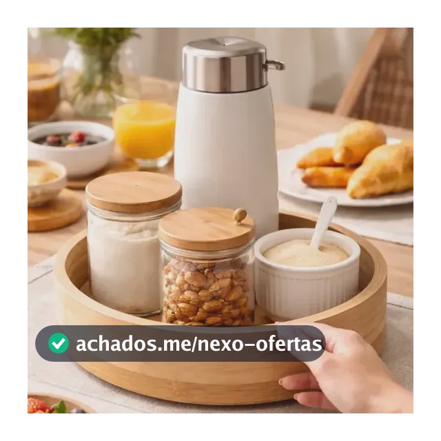 Bandeja Giratória Organizadora de Cozinha em Bambu para Potes e Temperos LicyHome