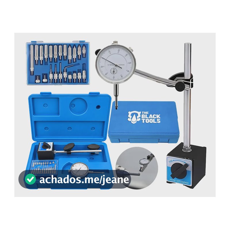Relogio Comparador 0,01 0-10mm Base Magnetica Articulada Profissional Alta Precisão Ajuste Fino Trc100 The Black Tools