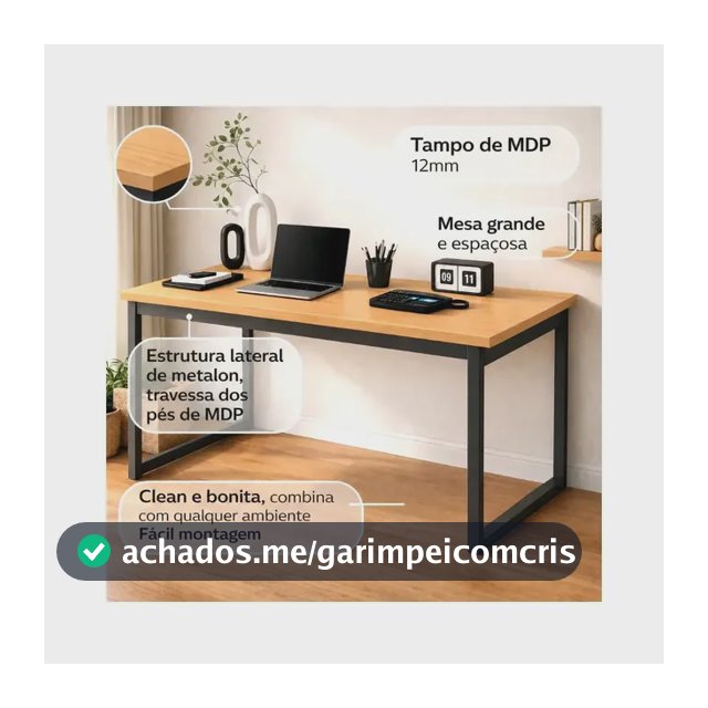 Mesa Escritório Industrial 150x60 Estrutura Ferro Reforçado Home Office