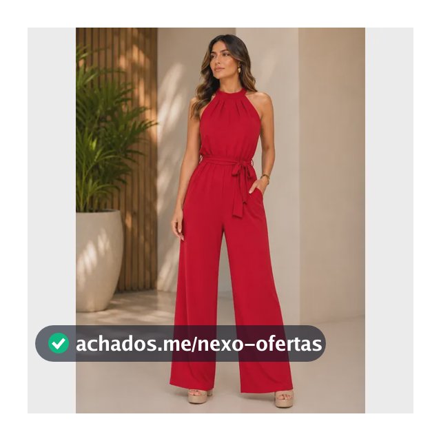 Macacão Longo Sofisticado Básico C Bolso Ajustável Pantalona