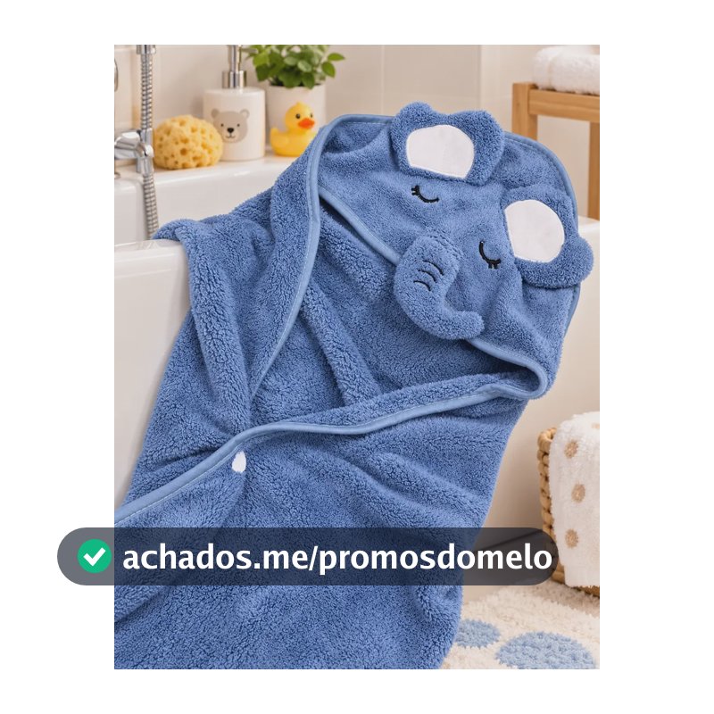 Toalha De Banho Bebê Infantil Com Capuz Grande Macia Fofinha Azul-marinho