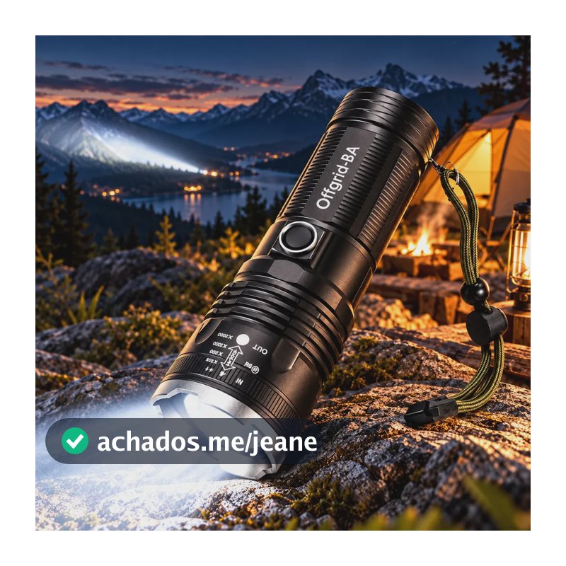 Lanterna Led Tática Mais Forte Do Mundo 2km Militar Potente Branco Preto