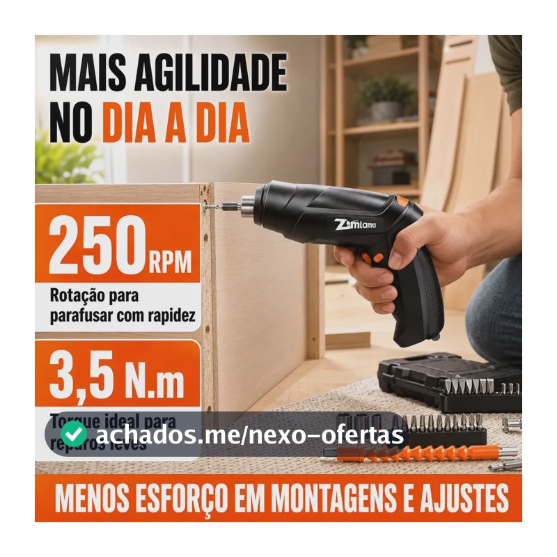 Kit Mini Parafusadeira Elétrica e Furadeira Sem Fio, 4.2V, com 47 Peças e Bateria USB – ZML-013