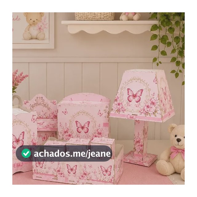 Kit Higiene Rosa Bebê 8  Mdf Mult Uso Adesivado Novidade