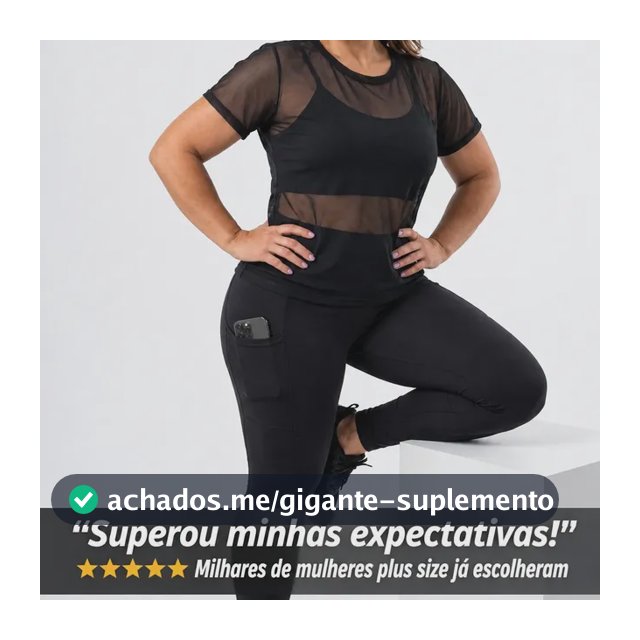 Kit Fitness Plus Size 3 Peças Legging Bolso Tule Preto Preto Liso G1