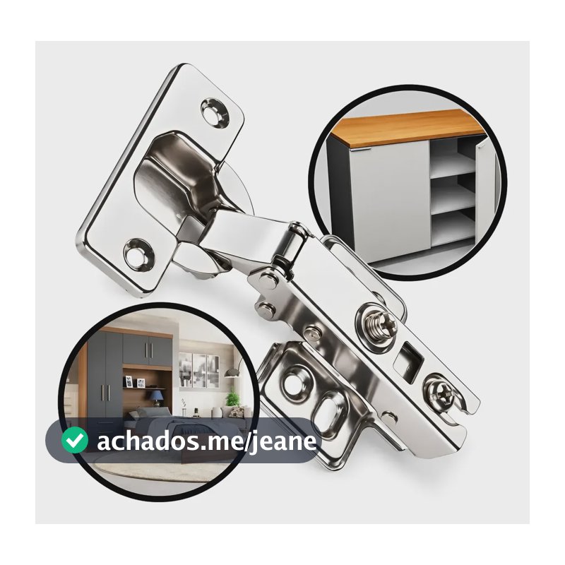 10 Dobradiças Renna Inox Calço Fixo Reta C/pistão