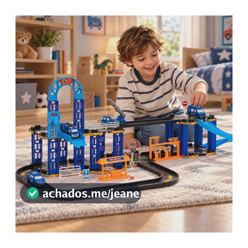 Pista De Carrinhos Policial Brinquedo Infantil Corrida Azul
