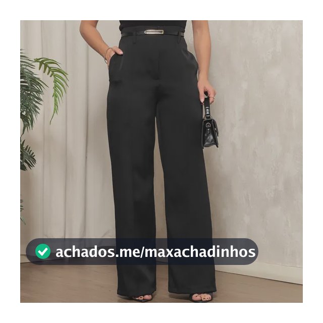 Calça Feminina Social Pantalona Com Cinto Para Trabalhar