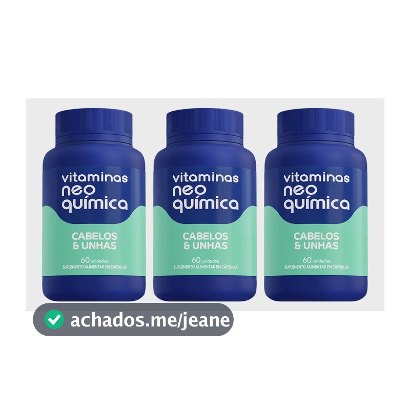 Suplemento Neo Química Vitaminas Cabelos E Unhas Sabor Sem Sabor 3 Kits X 60 Un