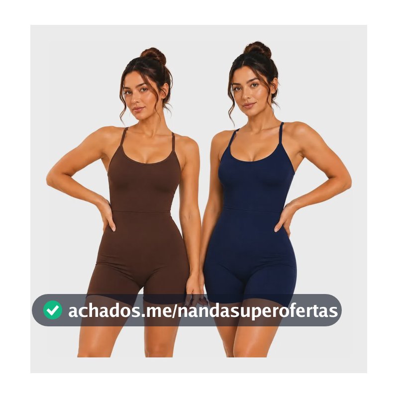 Kit 2 Macaquinho Fitness Feminino Curto Academia Treino Marrom E Azul M