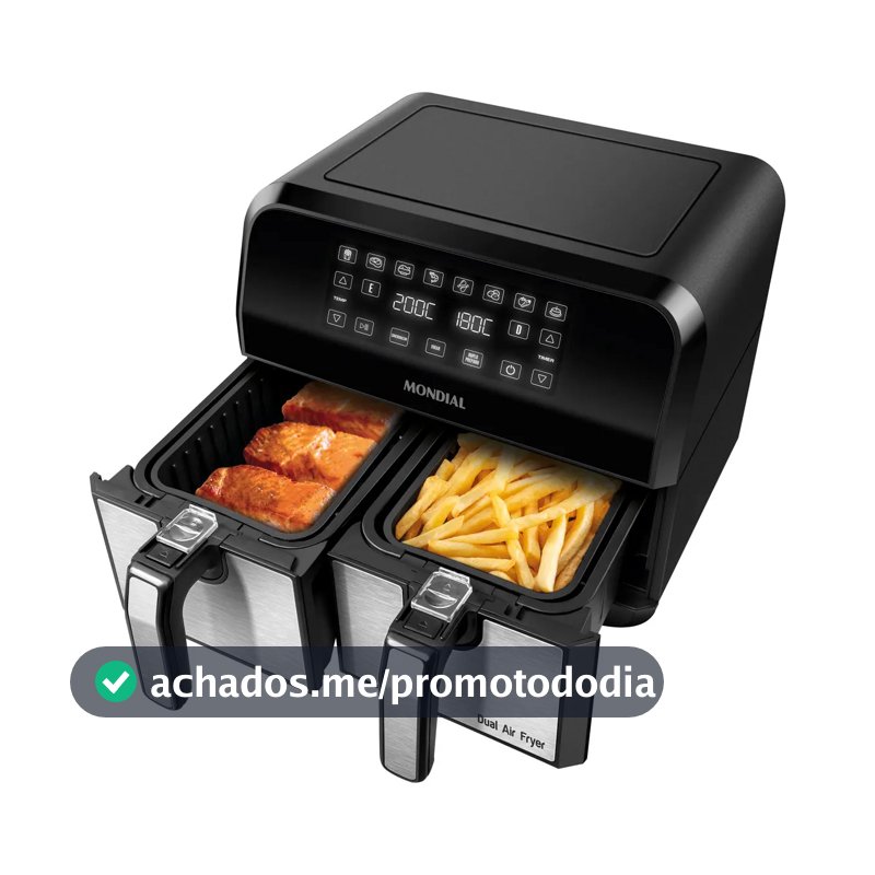 Fritadeira Air Fryer Dual Duplo Cesto 8L Mondial 2200W - AFD-01-BI