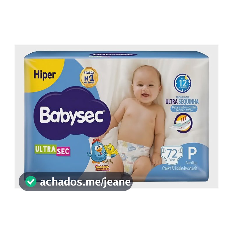 Fralda Babysec Ultra Hiper P 72 Unidades Pequeno (p) Sem Gênero