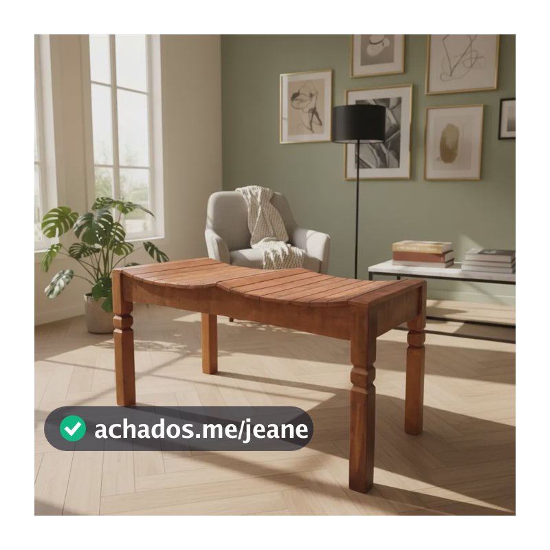 Banco Banqueta Onda Varanda Jardim 2 Lugares Madeira Maciça Marrom
