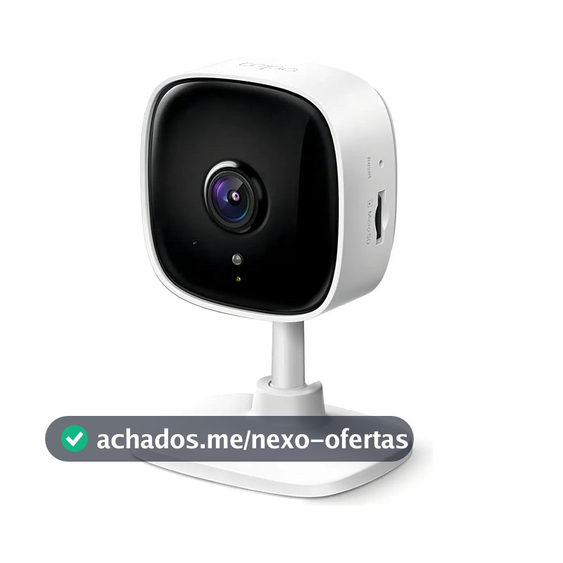TP-Link Tapo C100 Câmera de Segurança Wi-Fi Interna Full HD 1080p, Visão Noturna até 9 m, Detecção de Movimento, Áudio Bidirecional, Alarme, ONVIF, Alexa e MicroSD até 512 GB