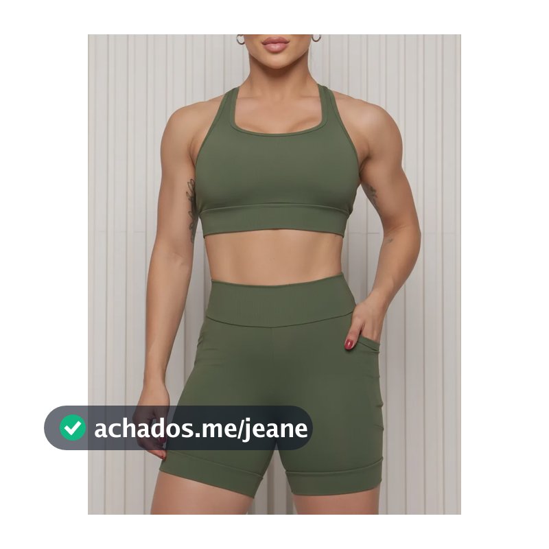 Conjunto Fitness Top Shorts Meia Coxa Alta Compressão