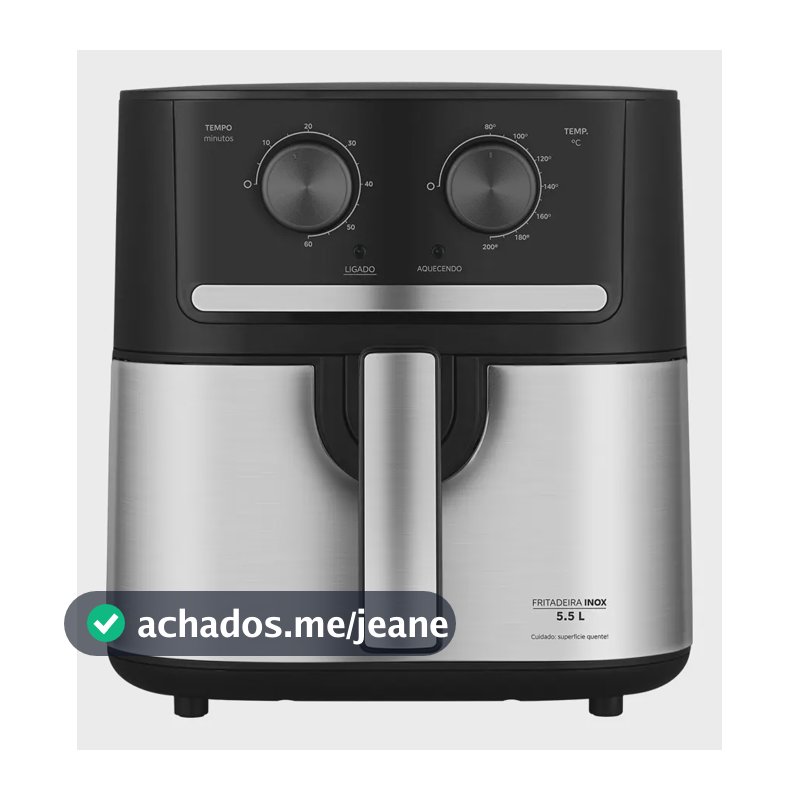 Fritadeira Air Fryer 5,5l Cyclone Preto E Inox Midea