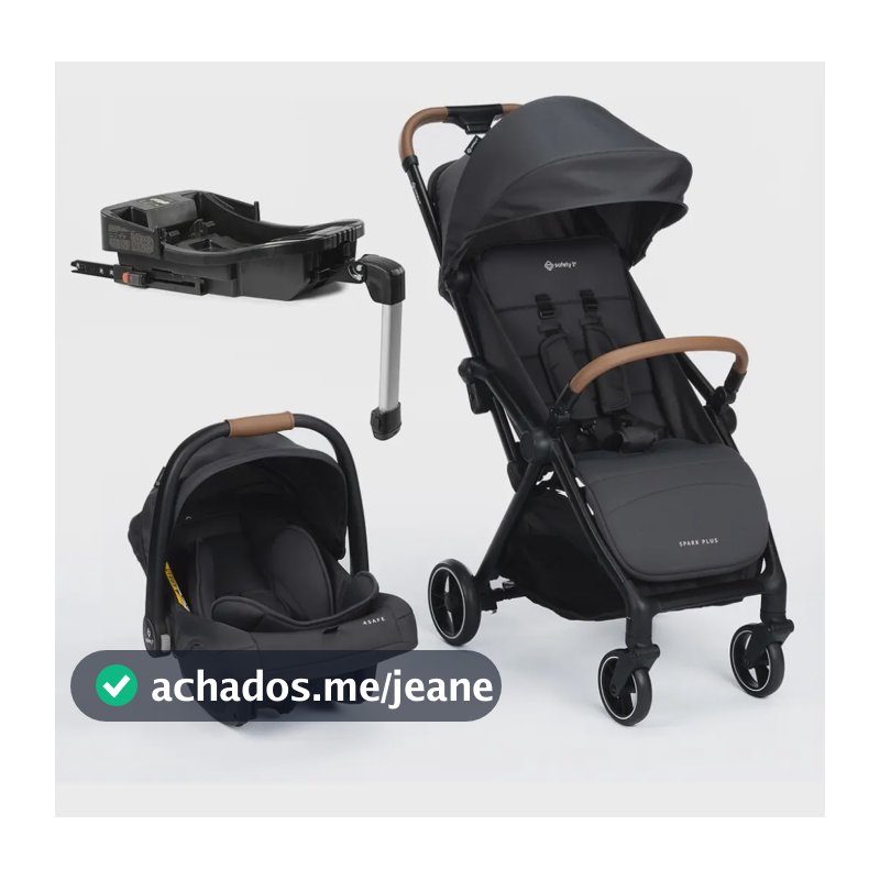 Travel System Safety 1st Spark Plus Trio com Isofix, 0 a 22 kg, Black Graphite