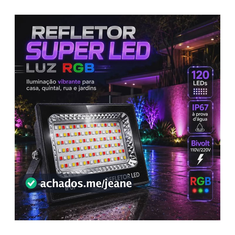 Kit 2 Refletor Super Led Holofote 400w À Prova D'água Carcaça Preta Luz Colorido Rgb Multicores Ip67 Decoração