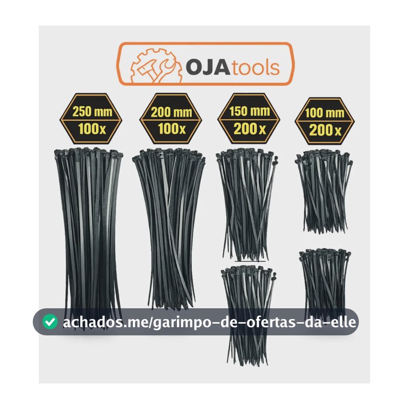 Kit 600 Abraçadeiras Nylon Enforca Gato Fita Cinta Plástica Catraca OJA TOOLS