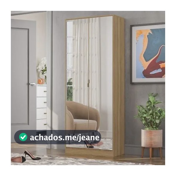 Sapateira com Espelho Demóbile 2 Portas 1 Gaveta MDP Amêndola 182x71x39 cm