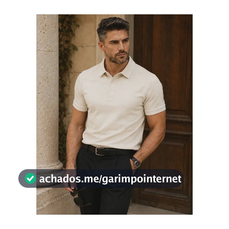 Camisa Polo Masculina Piquet Slim Manga Curta Off White Gg