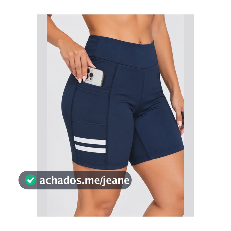 Short Academia Feminino Bolso Fitness Bermuda Corrida Treino Azul-marinho Liso Gg (42-44)