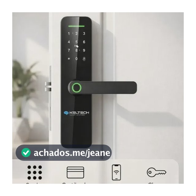Fechadura Digital Keltech KT-1000 Wi-Fi Biometria Senha Cartão App Tuya Embutir com Maçaneta Preta