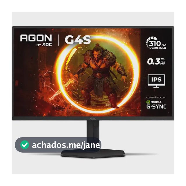 Monitor Gamer AOC AGON G4S 25" 310Hz 0.3ms HDR400 IPS Base Ajustável 25G4S/P Preto