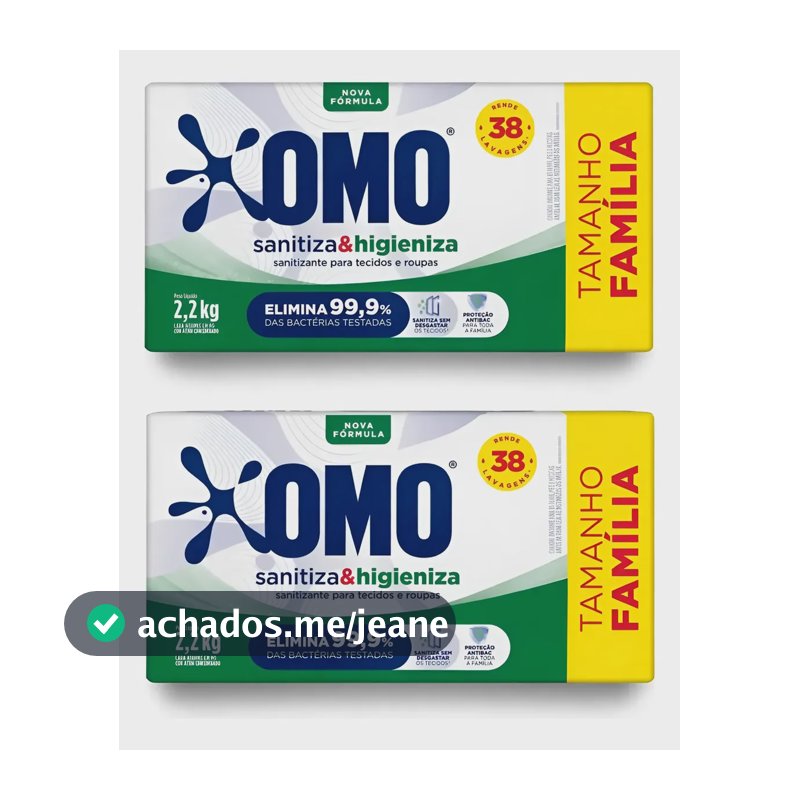 Kit 2 Lava Roupas Sabão Em Pó Omo Maquina De Lavar 2,2kg