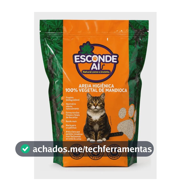 Areia Para Gatos Biodegradavel Esconde Ai 100% Mandioca 4kg