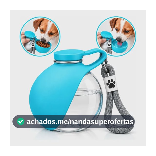 Garrafa Pet Portátil 2 Em 1 Água E Ração Gato Cachorro 290ml 1.5v Azul-celeste