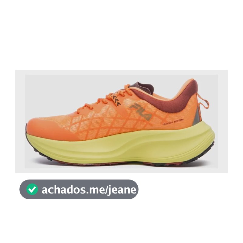 Tênis Masculino Fila Padrão Racer Skytrail Laranja/marrom Avermelhado/verde Limao Liso 41 Br