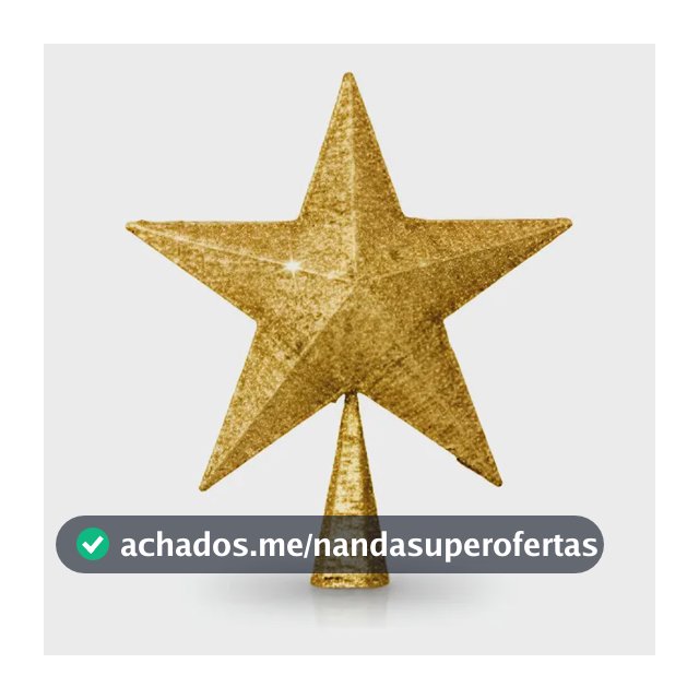 Estrela Ponteira Enfeite Luxo Dourada com Glitter Topo Árvore de Natal 25cm Decoração Natalina RACALA