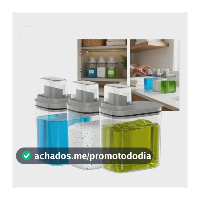 Kit 3 Dispenser Flow Lavanderia Sabão Amaciante 1,5l Etiquet Cinza-escuro