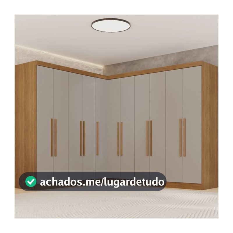 Guarda-roupa Casal Modulado Canto 11 Portas 4 Ga Multimóveis Cinamomo/off White