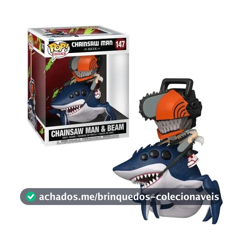 Funko 147 Pop! Ride Deluxe Chainsaw Man E Beam +3 Anos Vinil