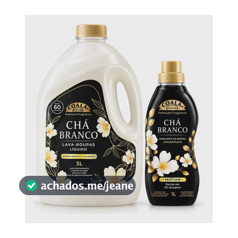 Kit Coala Laundry Chá Branco - Lava Roupas 3l + Amaciante1l