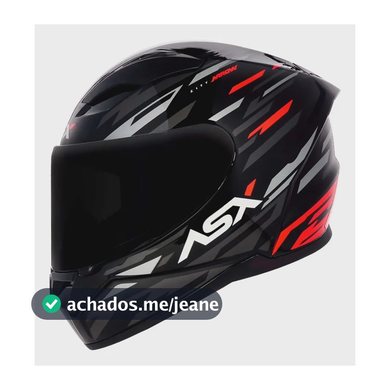 Capacete Asx City Arrow Grafite Vermelho + Viseira Fumê Grafite Brilhante 58 M